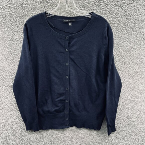 Lane Bryant Womens Cardigan Sweater 14/16 Navy Blue‎ Button Front Long Sleeve - Picture 1 of 10